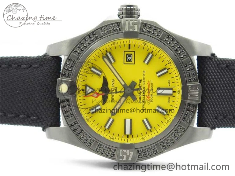 AVENGER Boutique Edition V17310 Dia Bezel Ti DLC 1:1 Best Edition Yellow Dial on Nylon Strap A Tailored 5577
