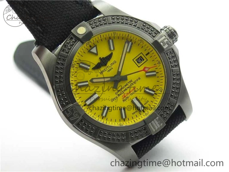 AVENGER Boutique Edition V17310 Dia Bezel Ti DLC 1:1 Best Edition Yellow Dial on Nylon Strap A Tailored 5577
