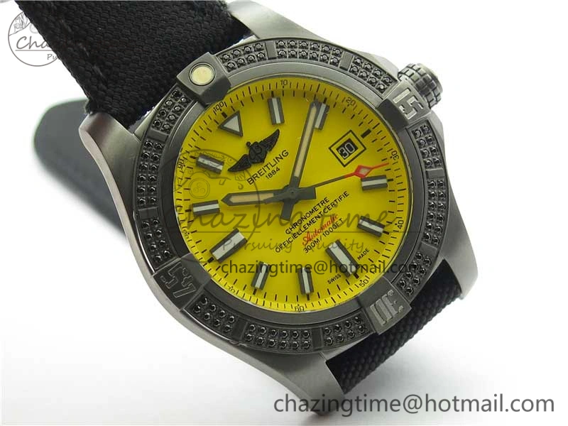 AVENGER Boutique Edition V17310 Dia Bezel Ti DLC 1:1 Best Edition Yellow Dial on Nylon Strap A Tailored 5577