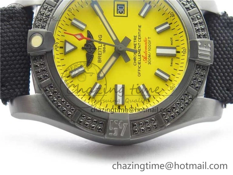 AVENGER Boutique Edition V17310 Dia Bezel Ti DLC 1:1 Best Edition Yellow Dial on Nylon Strap A Tailored 5577