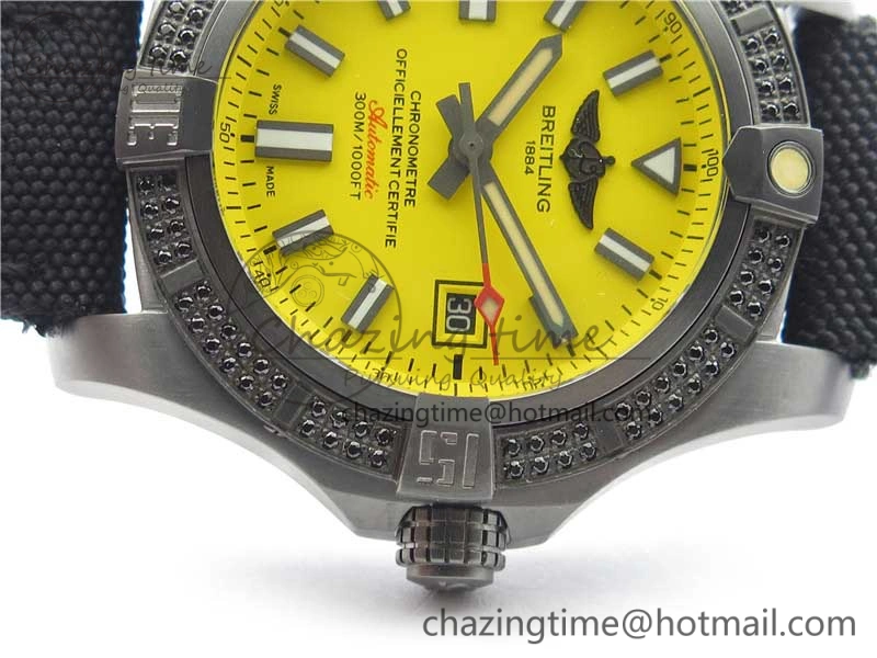 AVENGER Boutique Edition V17310 Dia Bezel Ti DLC 1:1 Best Edition Yellow Dial on Nylon Strap A Tailored 5577