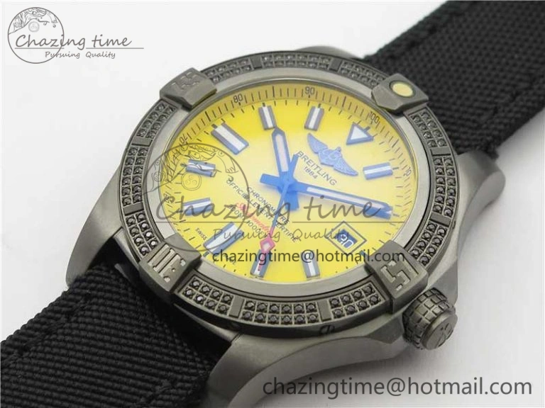 AVENGER Boutique Edition V17310 Dia Bezel Ti DLC 1:1 Best Edition Yellow Dial on Nylon Strap A Tailored 5577