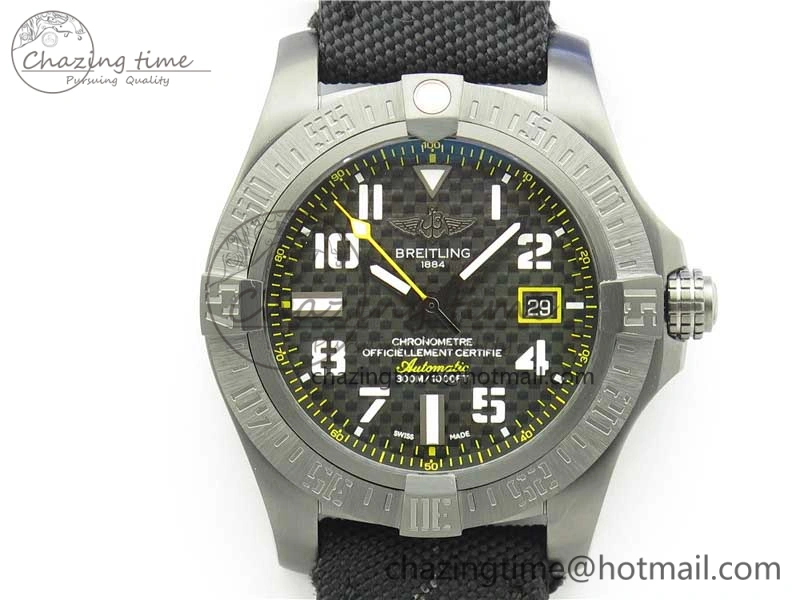 AVENGER Boutique Edition V17310 Ti DLC 1:1 Best Edition Black CF Dial on Nylon Strap A Practical 5575