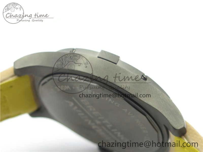 Sustainable AVENGER V32395 Ti DLC 1:1 Best Edition Black Dial on Leather Strap A 5574