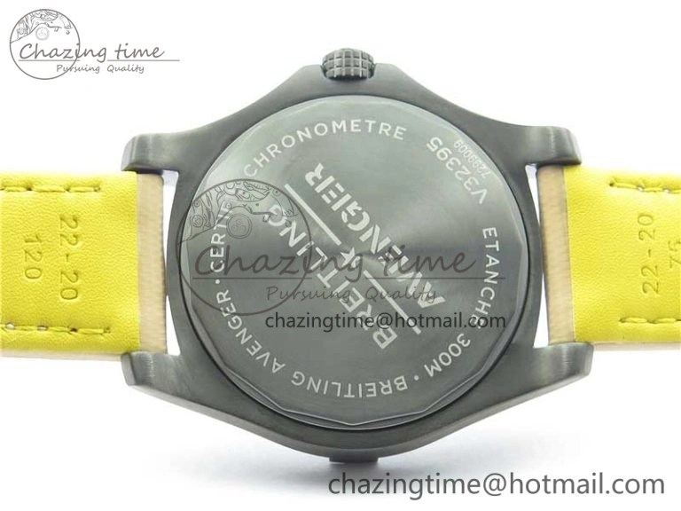 Sustainable AVENGER V32395 Ti DLC 1:1 Best Edition Black Dial on Leather Strap A 5574