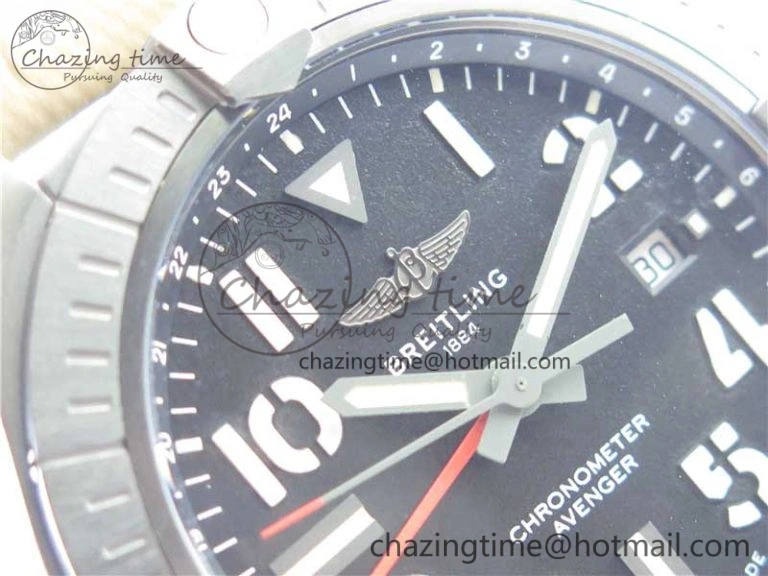 Sustainable AVENGER V32395 Ti DLC 1:1 Best Edition Black Dial on Leather Strap A 5574