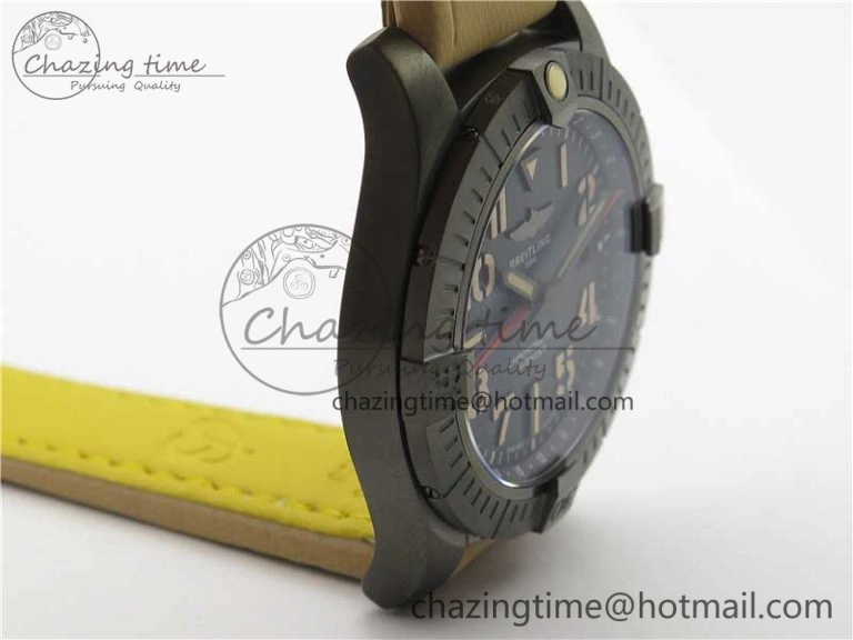 Sustainable AVENGER V32395 Ti DLC 1:1 Best Edition Black Dial on Leather Strap A 5574