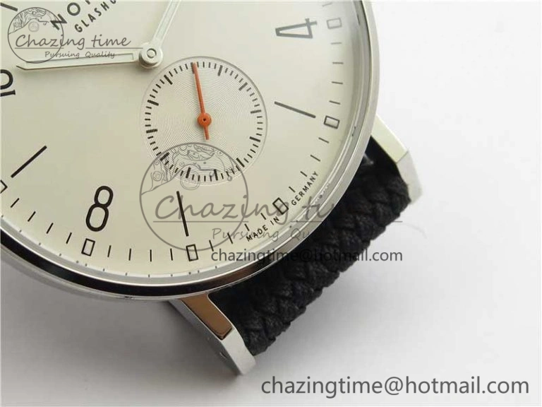 Attractive Ahoi Atlantik 555 SS MKS 1:1 Best Edition White Dial On Nylon Strap Seagull movement 7631