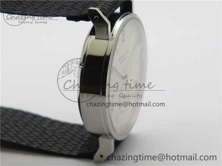 Attractive Ahoi Atlantik 555 SS MKS 1:1 Best Edition White Dial On Nylon Strap Seagull movement 7631
