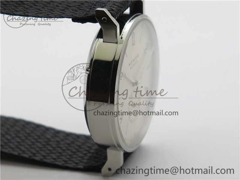 Attractive Ahoi Atlantik 555 SS MKS 1:1 Best Edition White Dial On Nylon Strap Seagull movement 7631