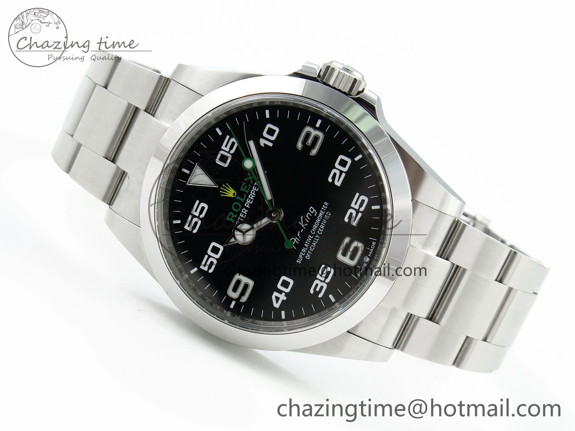 Neat Air-King 126900 Clean 1:1 Best Edition 904L Steel Black Dial on SS Bracelet VR 1703