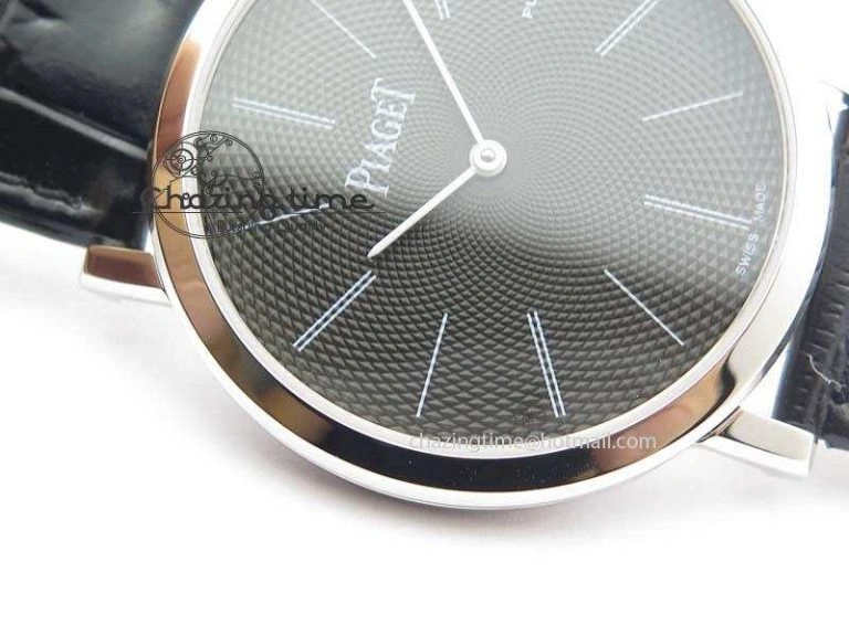Contemporary Altiplano SS UT Best Edition Black Textured Dial On Black Leather Strap 9131
