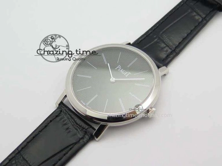 Contemporary Altiplano SS UT Best Edition Black Textured Dial On Black Leather Strap 9131