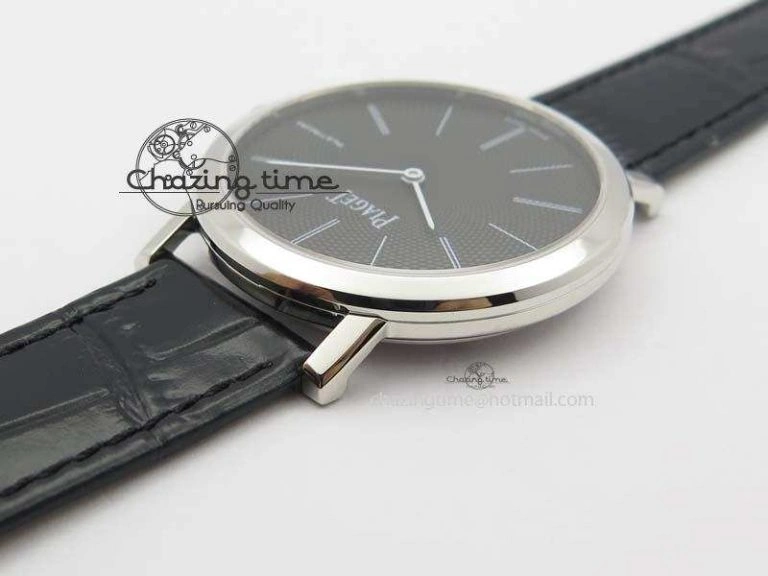 Contemporary Altiplano SS UT Best Edition Black Textured Dial On Black Leather Strap 9131