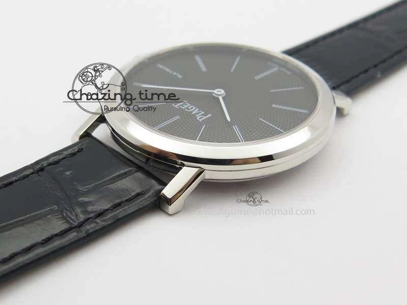 Contemporary Altiplano SS UT Best Edition Black Textured Dial On Black Leather Strap 9131