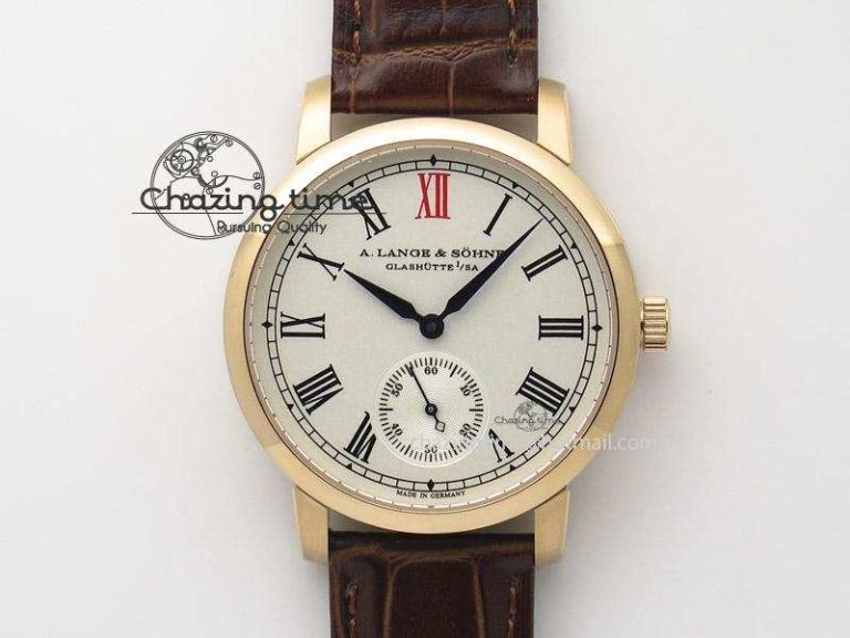 Popular Anniversary Langematik MK Best Edition RG White Dial Sec@6 On Brown Leather Strap A 4195