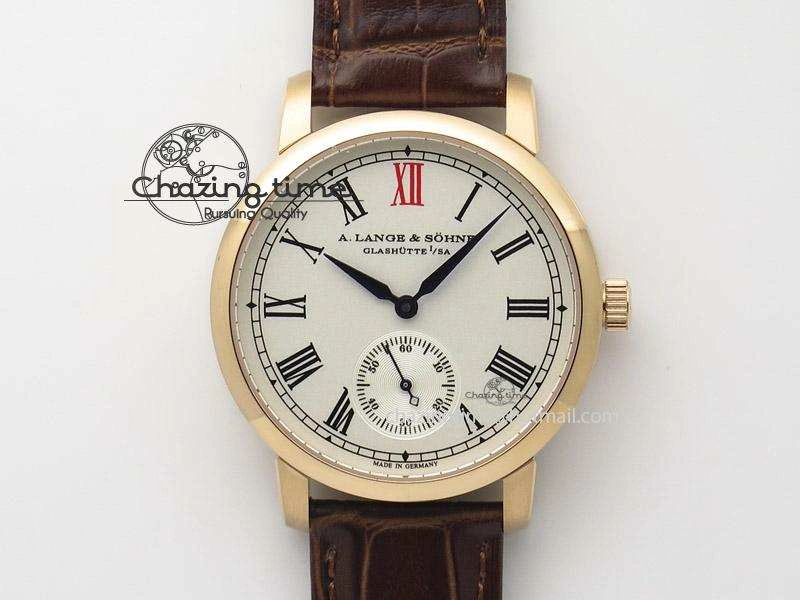 Popular Anniversary Langematik MK Best Edition RG White Dial Sec@6 On Brown Leather Strap A 4195
