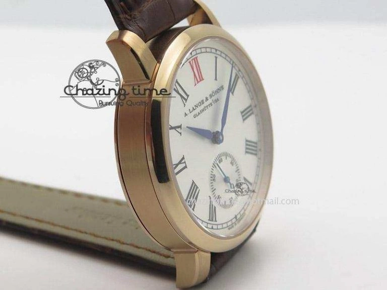Popular Anniversary Langematik MK Best Edition RG White Dial Sec@6 On Brown Leather Strap A 4195