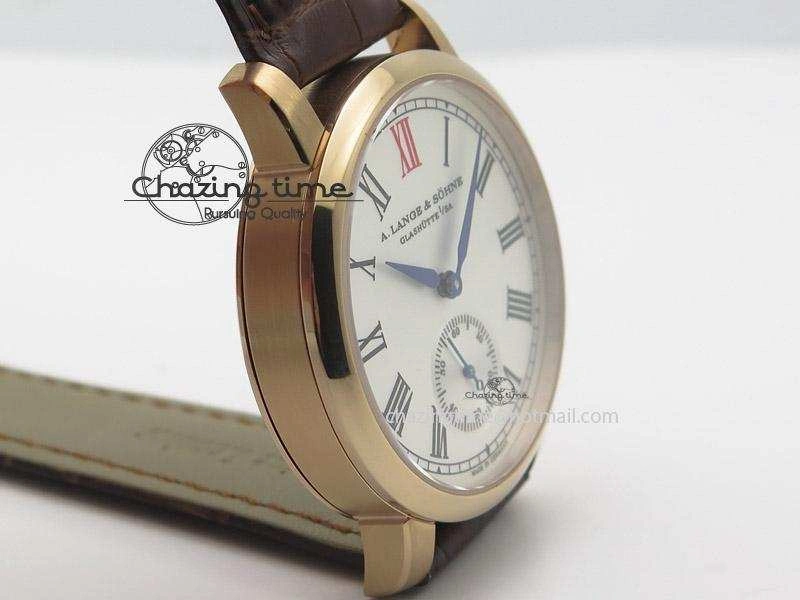 Popular Anniversary Langematik MK Best Edition RG White Dial Sec@6 On Brown Leather Strap A 4195