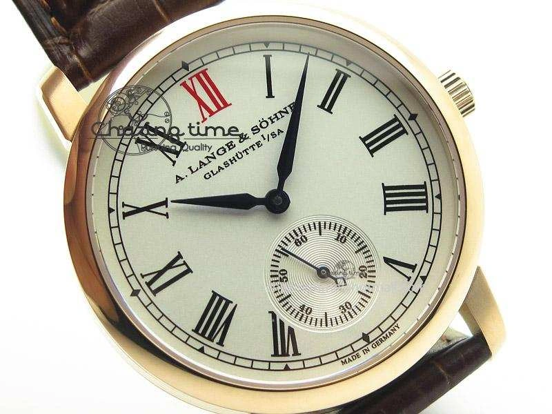 Popular Anniversary Langematik MK Best Edition RG White Dial Sec@6 On Brown Leather Strap A 4195
