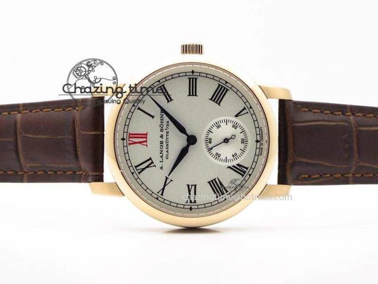 Popular Anniversary Langematik MK Best Edition RG White Dial Sec@6 On Brown Leather Strap A 4195