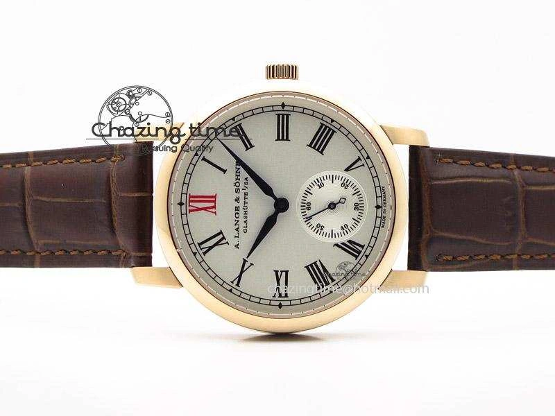 Popular Anniversary Langematik MK Best Edition RG White Dial Sec@6 On Brown Leather Strap A 4195