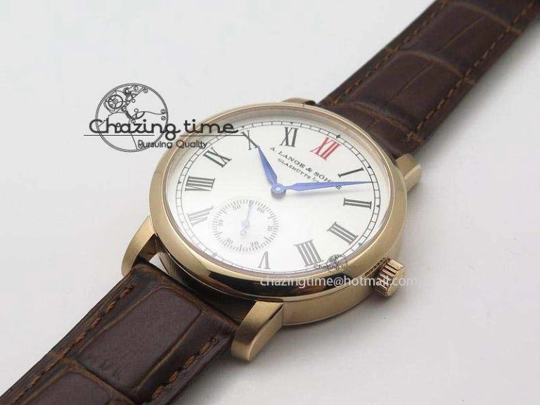 Popular Anniversary Langematik MK Best Edition RG White Dial Sec@6 On Brown Leather Strap A 4195