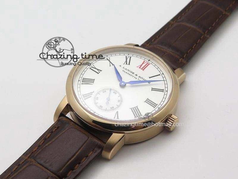 Popular Anniversary Langematik MK Best Edition RG White Dial Sec@6 On Brown Leather Strap A 4195