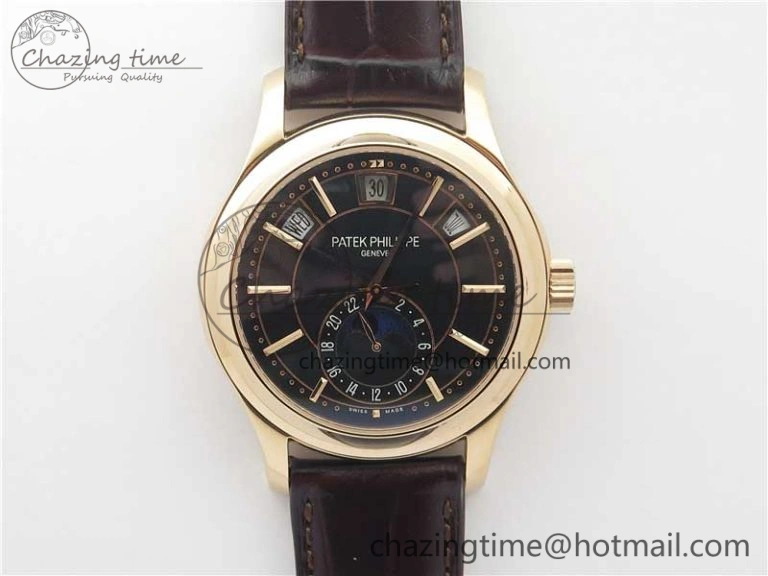 Attractive Annual Calendar Complications 5205R RG GRF Best Edition Black dial on Brown leather strap A 8920