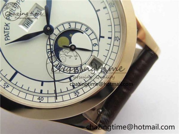 Thermal Annual Calendar Complications 5396 RG GRF Best Edition White Dial Blue Markers on Leather strap A 8856