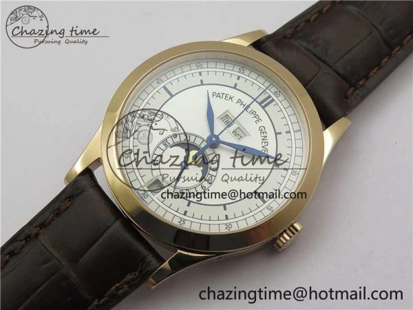 Thermal Annual Calendar Complications 5396 RG GRF Best Edition White Dial Blue Markers on Leather strap A 8856