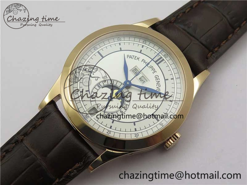 Thermal Annual Calendar Complications 5396 RG GRF Best Edition White Dial Blue Markers on Leather strap A 8856