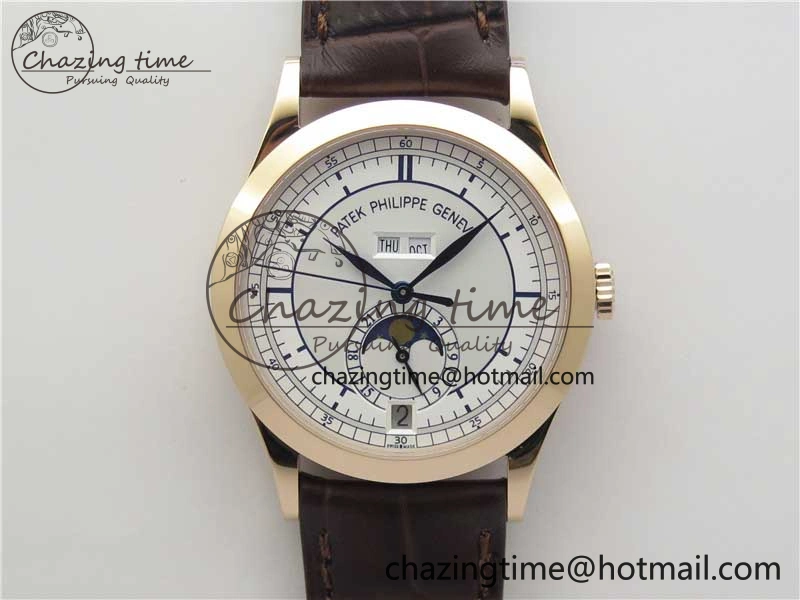 Thermal Annual Calendar Complications 5396 RG GRF Best Edition White Dial Blue Markers on Leather strap A 8856