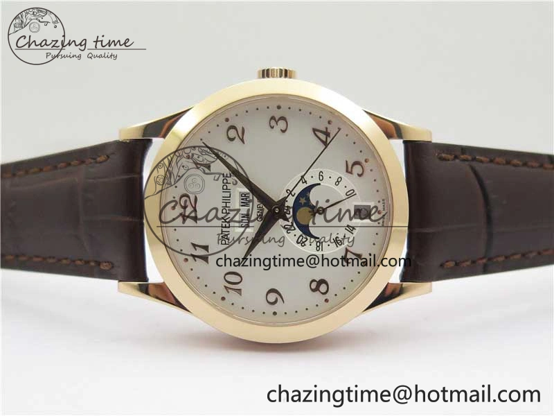Reliable Annual Calendar Complications 5396 RG GRF Best Edition White Dial Numbers Markers on Leather Strap A 8855