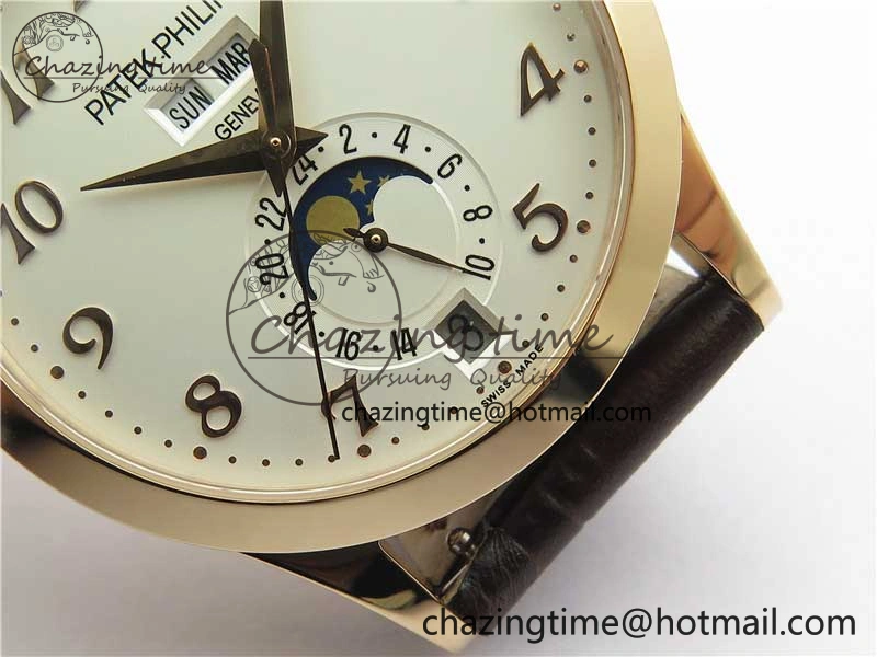 Reliable Annual Calendar Complications 5396 RG GRF Best Edition White Dial Numbers Markers on Leather Strap A 8855