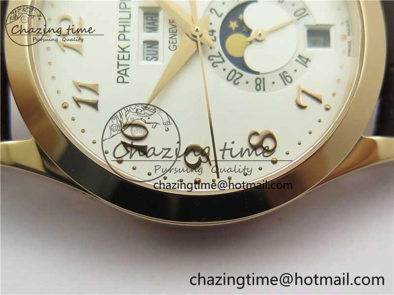 Reliable Annual Calendar Complications 5396 RG GRF Best Edition White Dial Numbers Markers on Leather Strap A 8855