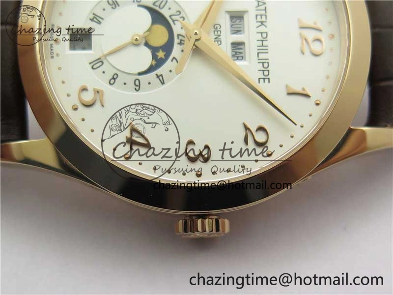 Reliable Annual Calendar Complications 5396 RG GRF Best Edition White Dial Numbers Markers on Leather Strap A 8855