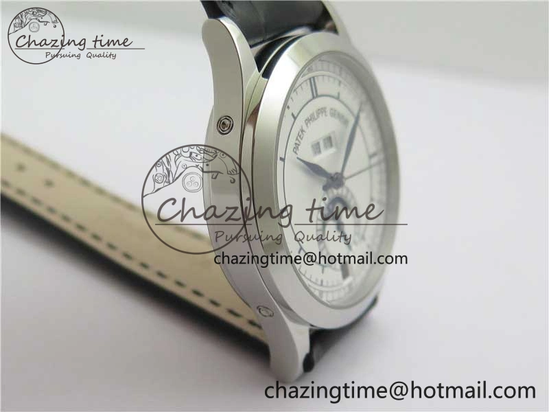 ZipUp Annual Calendar Complications 5396 SS GRF Best Edition White Dial Blue Markers on Leather Strap A 8861
