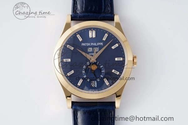 Soft Annual Calendar Moonphase 5396 RG ZF 1:1 Best Edition Blue Crystal Dial on Blue Leather Strap A 8820