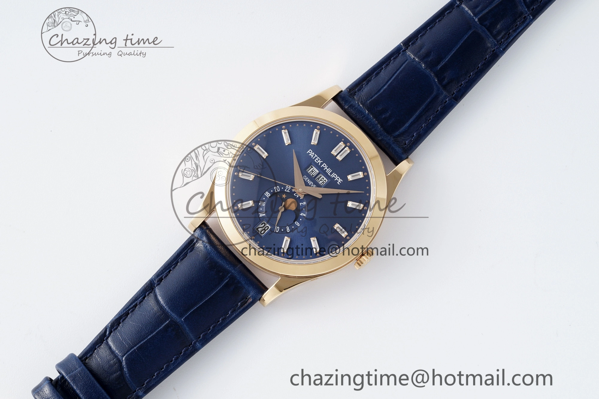 Soft Annual Calendar Moonphase 5396 RG ZF 1:1 Best Edition Blue Crystal Dial on Blue Leather Strap A 8820
