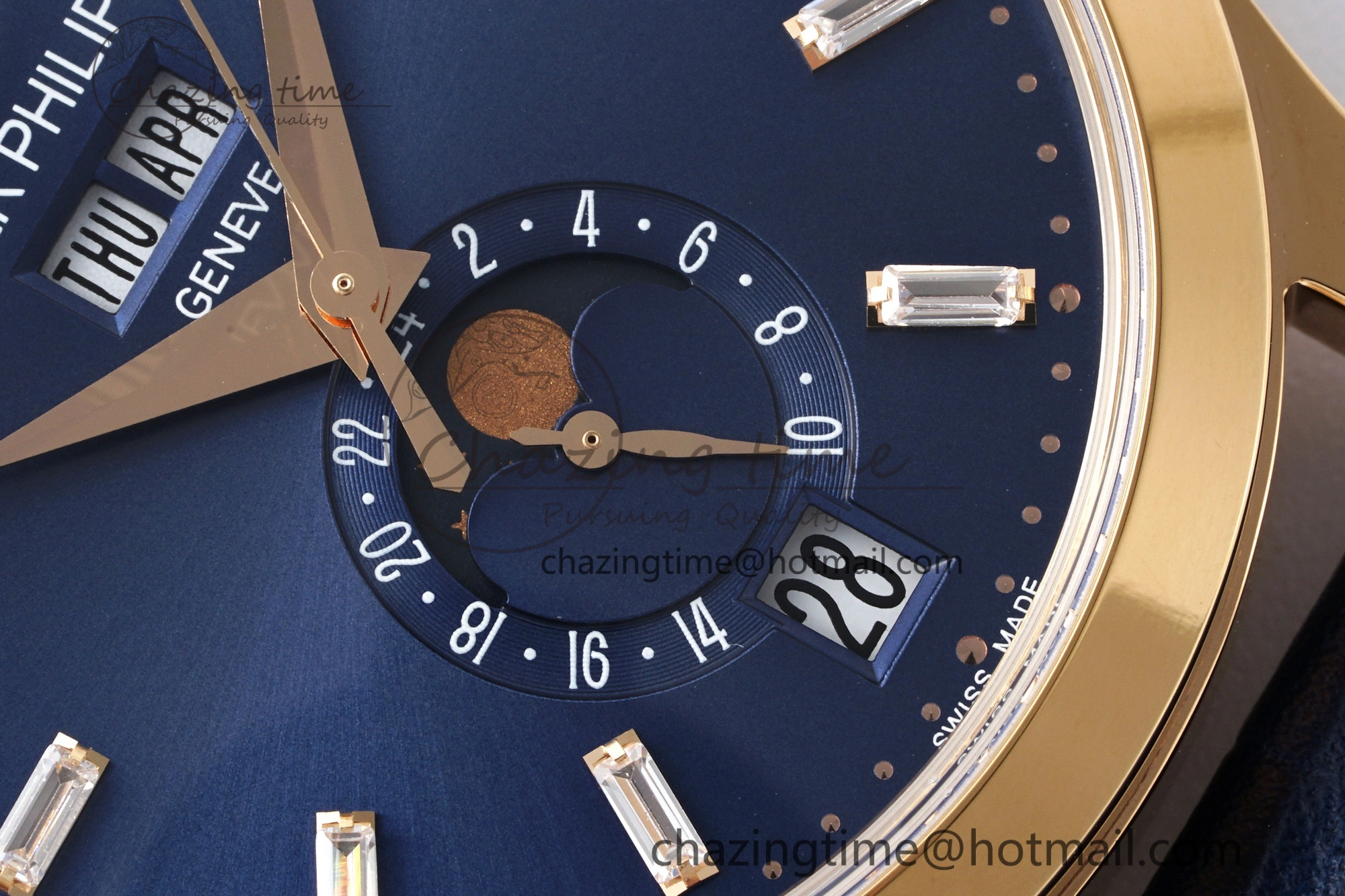 Soft Annual Calendar Moonphase 5396 RG ZF 1:1 Best Edition Blue Crystal Dial on Blue Leather Strap A 8820
