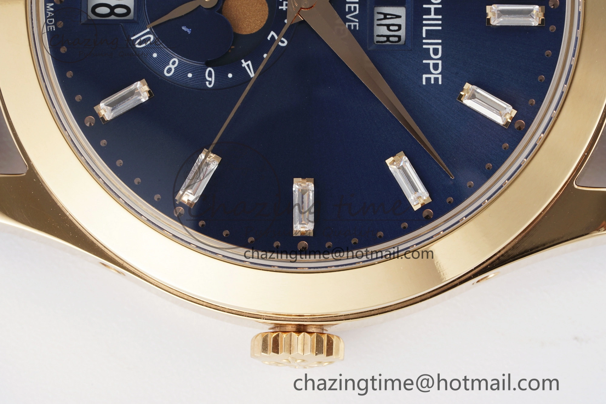 Soft Annual Calendar Moonphase 5396 RG ZF 1:1 Best Edition Blue Crystal Dial on Blue Leather Strap A 8820