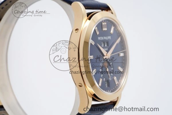 Soft Annual Calendar Moonphase 5396 RG ZF 1:1 Best Edition Blue Crystal Dial on Blue Leather Strap A 8820