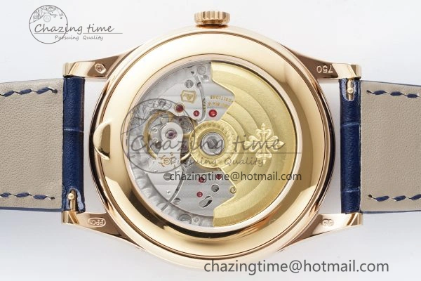 Soft Annual Calendar Moonphase 5396 RG ZF 1:1 Best Edition Blue Crystal Dial on Blue Leather Strap A 8820