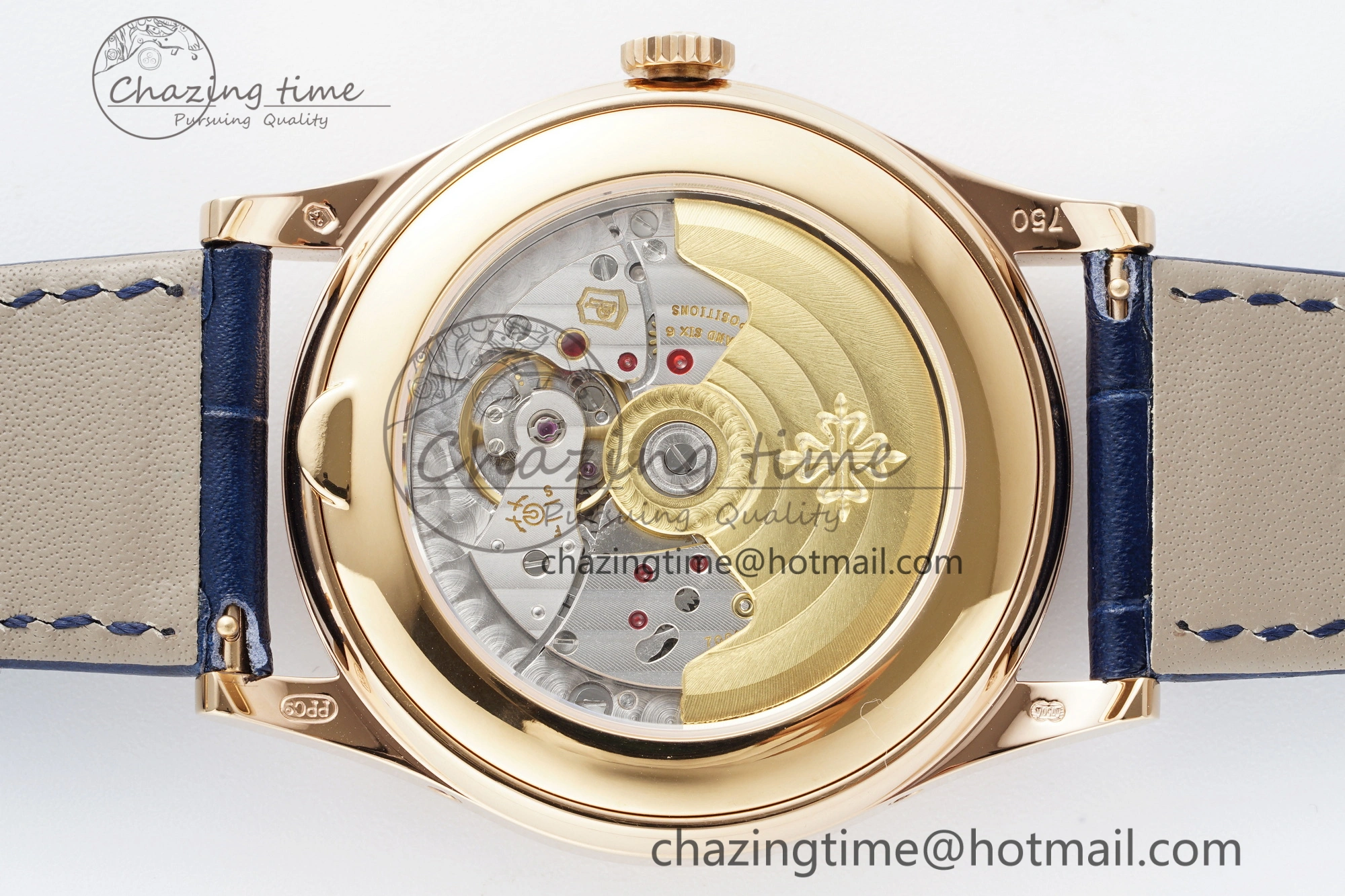 Soft Annual Calendar Moonphase 5396 RG ZF 1:1 Best Edition Blue Crystal Dial on Blue Leather Strap A 8820