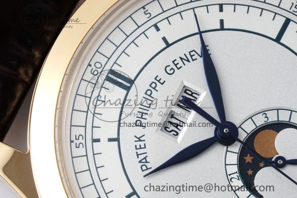 Refined Annual Calendar Moonphase 5396 RG ZF 1:1 Best Edition White Blue Dial on Brown Leather Strap A 8765