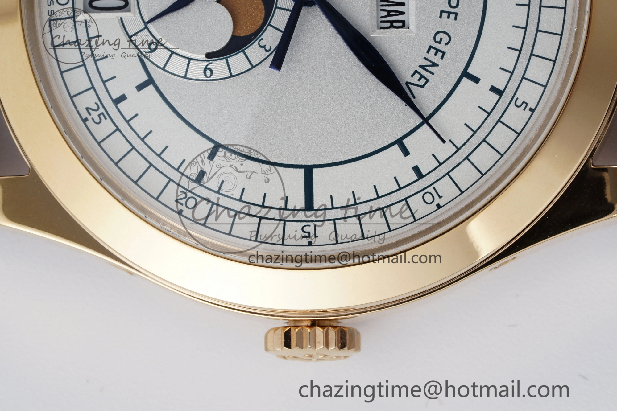 Refined Annual Calendar Moonphase 5396 RG ZF 1:1 Best Edition White Blue Dial on Brown Leather Strap A 8765