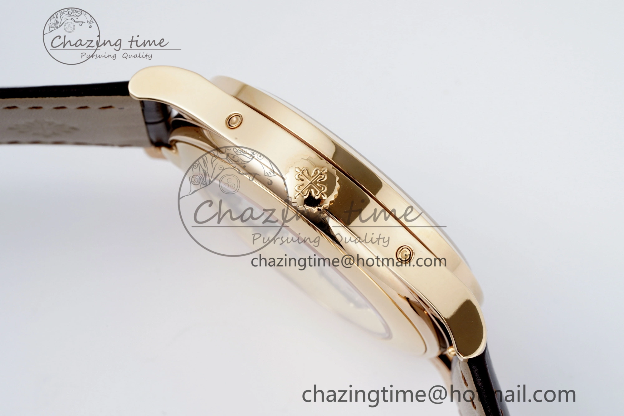 Refined Annual Calendar Moonphase 5396 RG ZF 1:1 Best Edition White Blue Dial on Brown Leather Strap A 8765