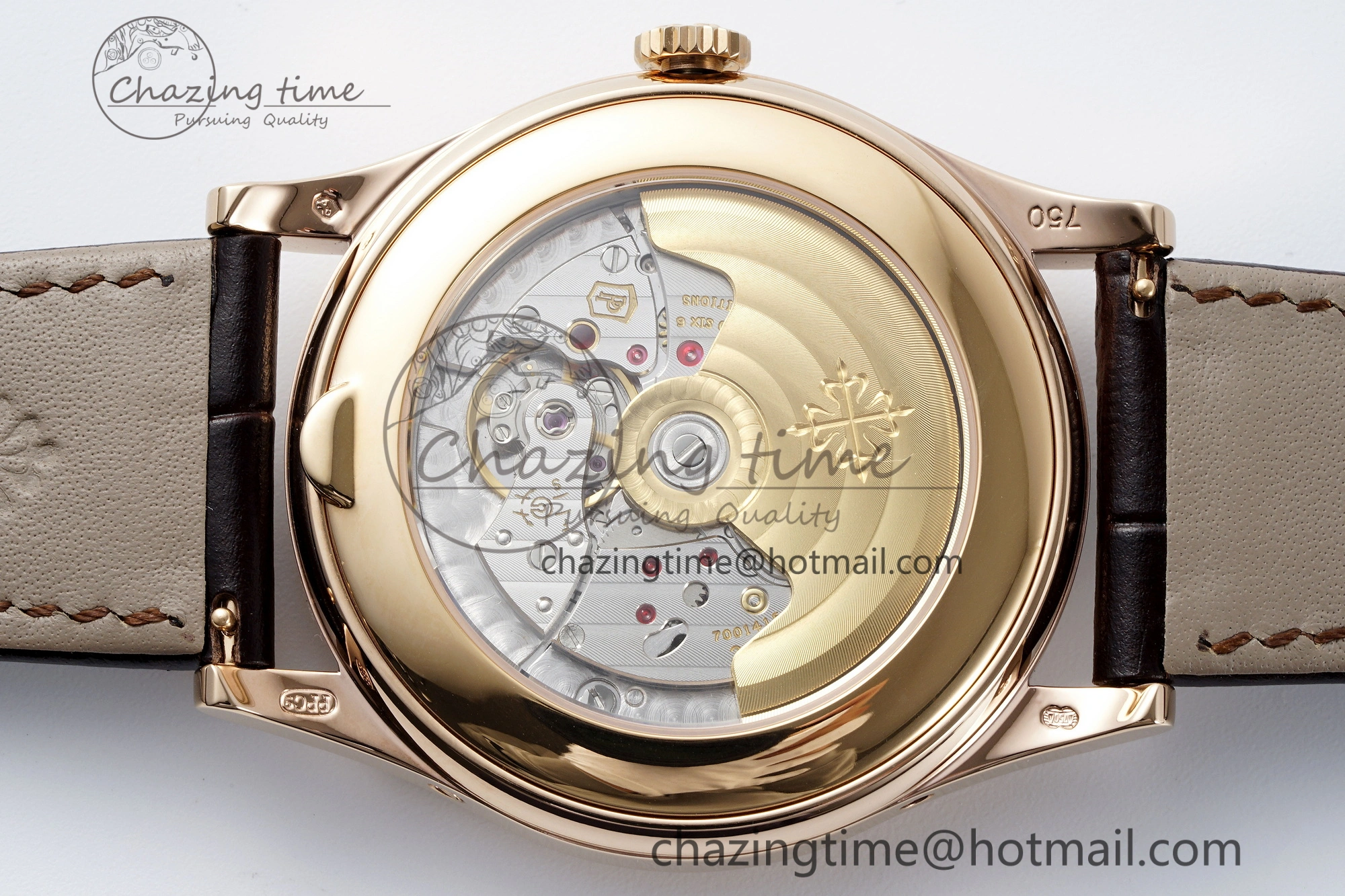 Refined Annual Calendar Moonphase 5396 RG ZF 1:1 Best Edition White Blue Dial on Brown Leather Strap A 8765