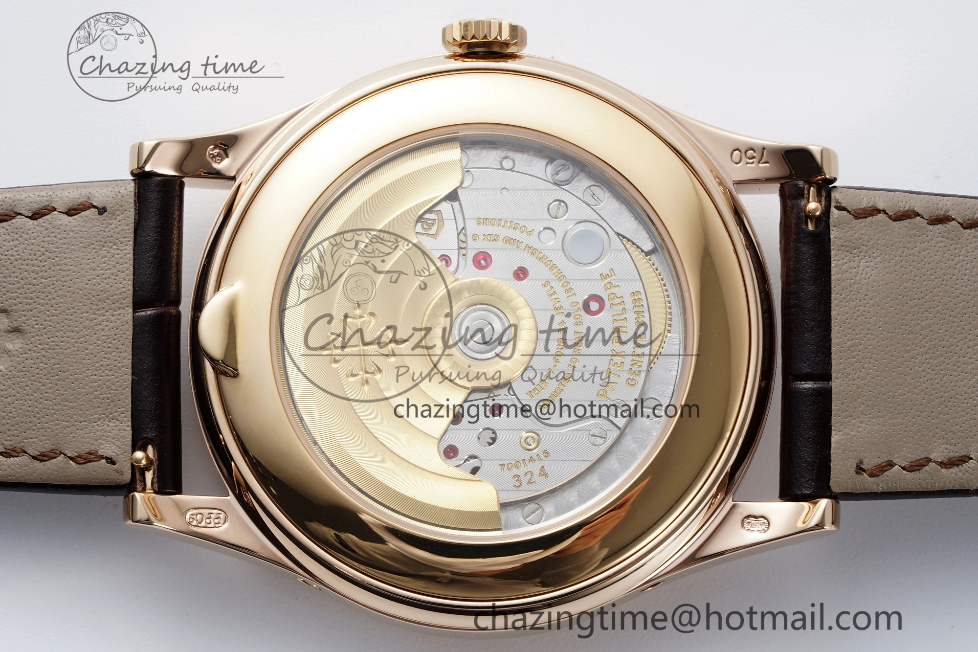 Refined Annual Calendar Moonphase 5396 RG ZF 1:1 Best Edition White Blue Dial on Brown Leather Strap A 8765